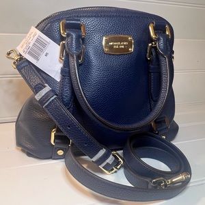 NEW WITH TAGS NWT - Michael Kors Bedford Bowling Satchel - Navy Blue